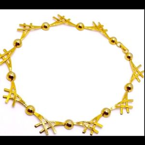 Vintage gold tone modernist choker necklace